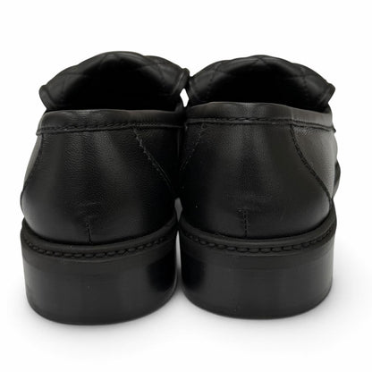 Chanel Quilted CC Logo Turnlock Leather Loafers Black Gold — view 4