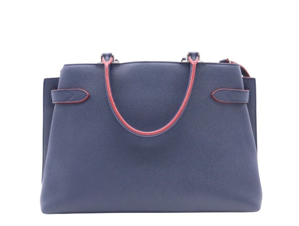 Louis Vuitton Lockme Day Marine Rouge Leather 2-Way Shoulder Bag Turnlock Silver — view 2