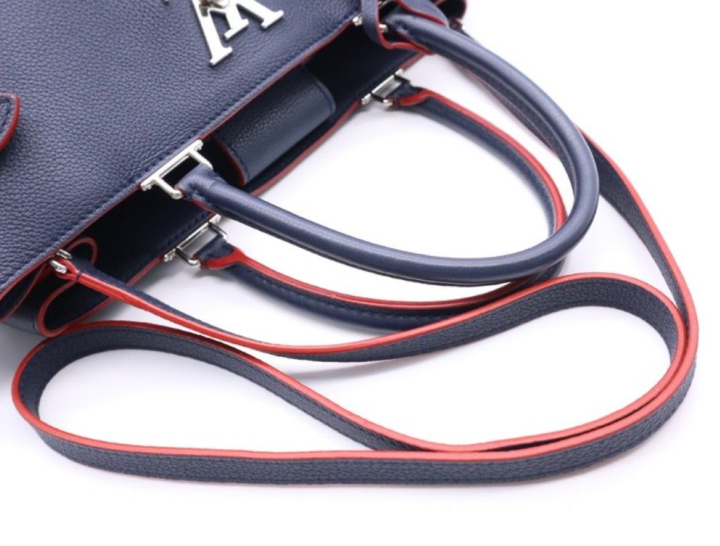 Louis Vuitton Lockme Day Marine Rouge Leather 2-Way Shoulder Bag Turnlock Silver — view 5