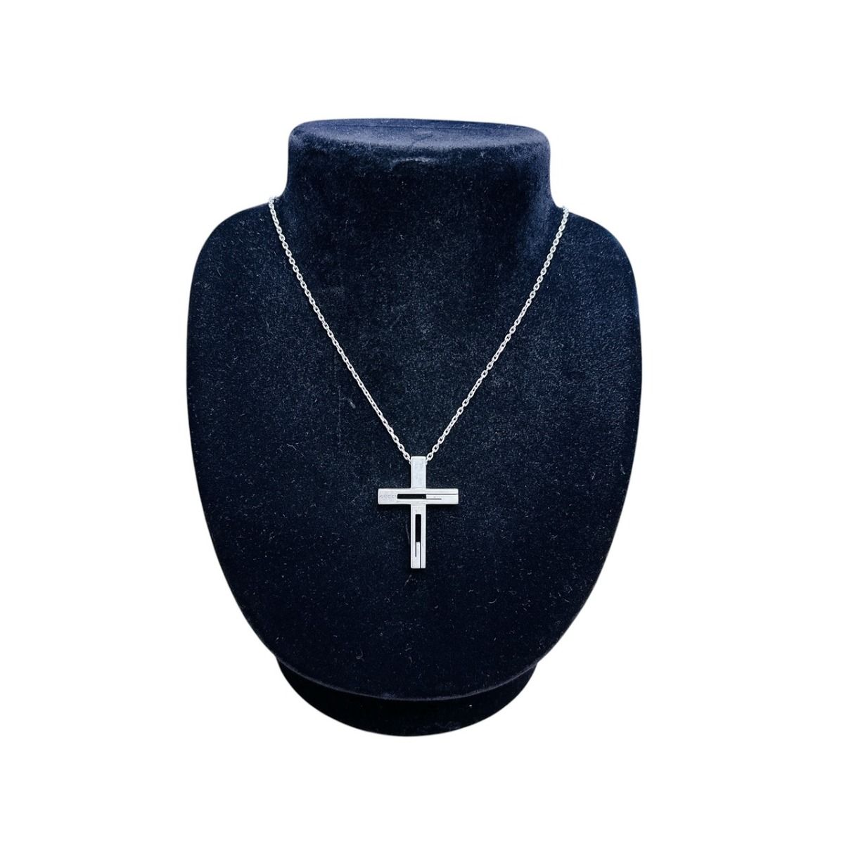 Gucci Cutout G Cross Necklace Silver — view 3