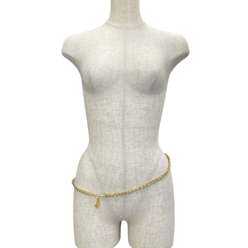 Chanel CC Logo Chain Belt Necklace Vintage Medal Gold Plated — view 8