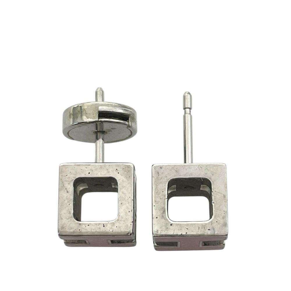 Hermes Earrings Cage D'h Cube Metal Silver Pink — view 6
