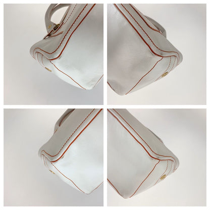 Celine Boogie White Orange Gold Leather Tote Bag — view 3