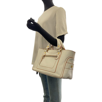 Celine Boogie White Orange Gold Leather Tote Bag — view 7