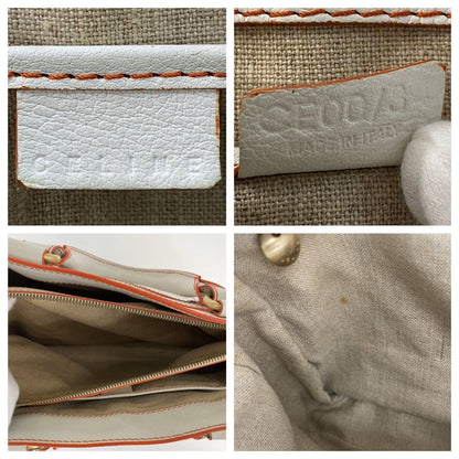Celine Boogie White Orange Gold Leather Tote Bag — view 4