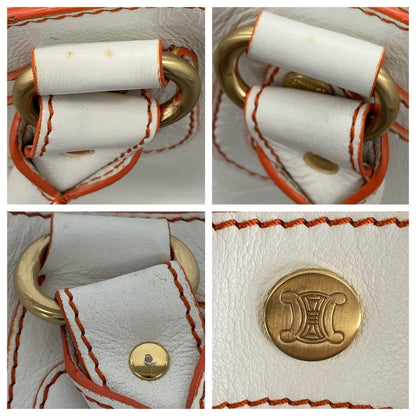 Celine Boogie White Orange Gold Leather Tote Bag — view 5