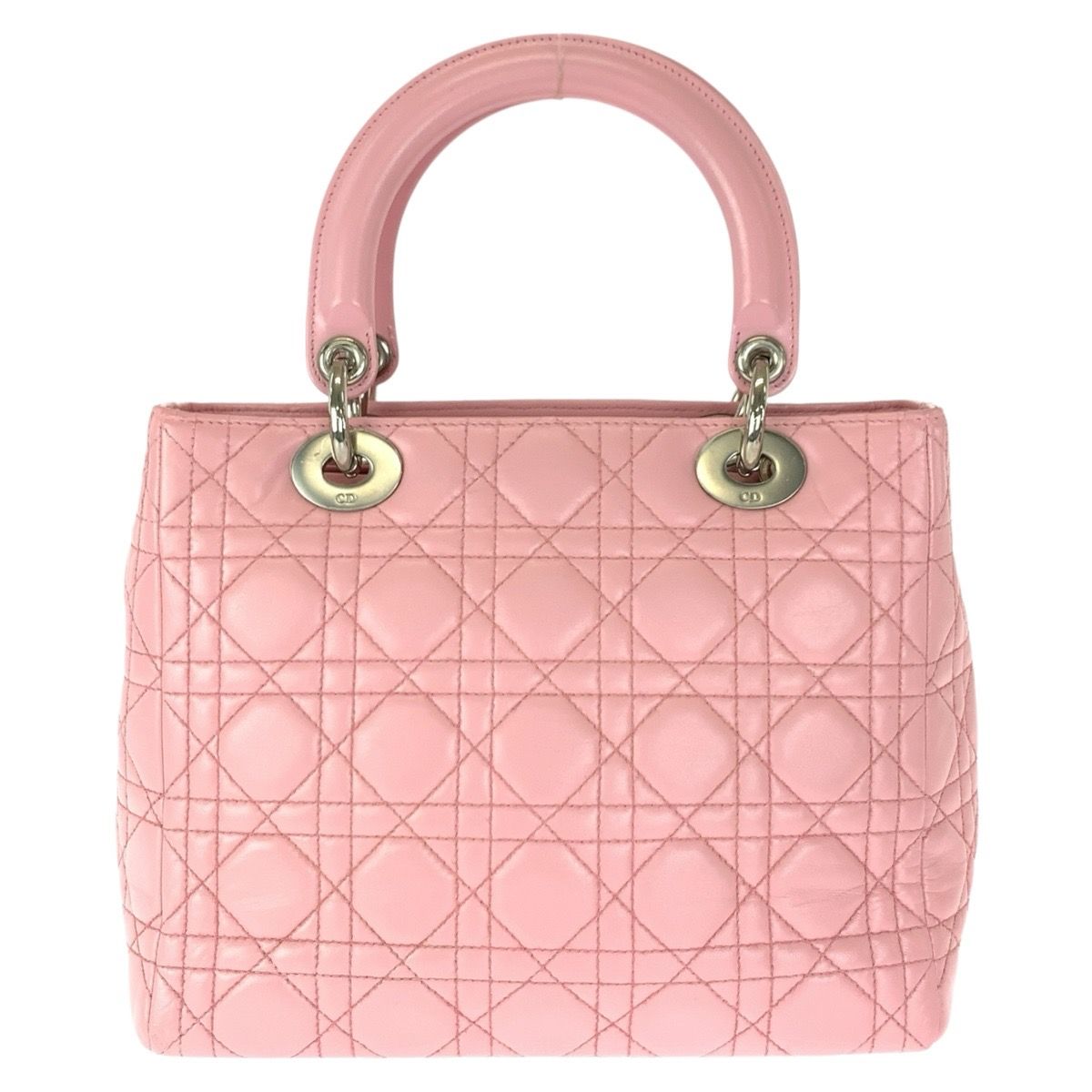 Dior Cannage Lady Dior Pink Silver Lambskin Tote Bag — view 2