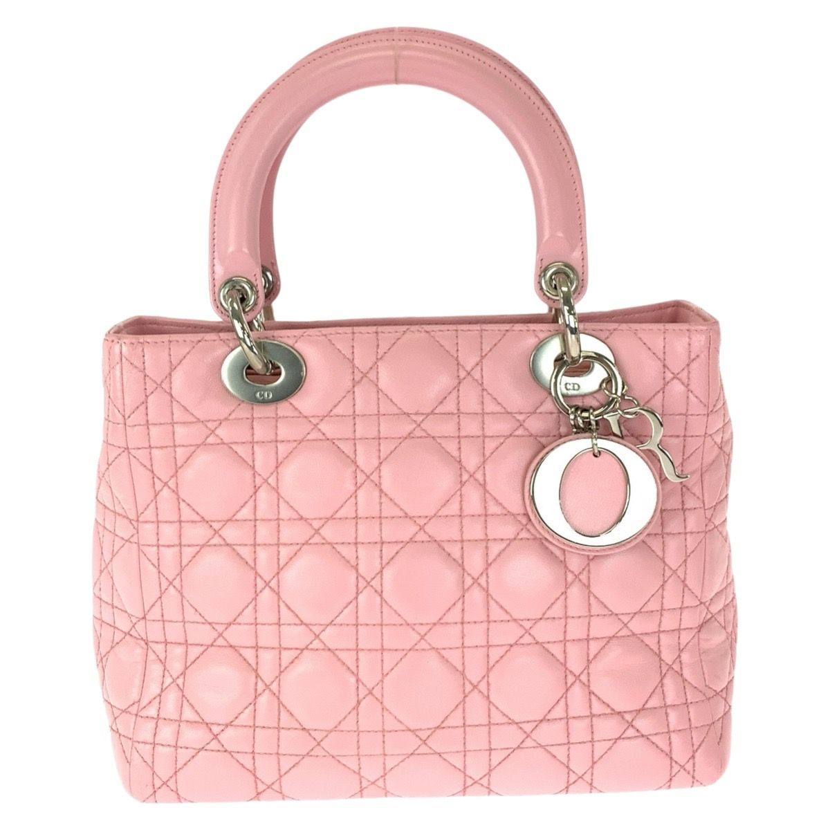 Dior Cannage Lady Dior Pink Silver Lambskin Tote Bag