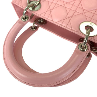 Dior Cannage Lady Dior Pink Silver Lambskin Tote Bag — view 5
