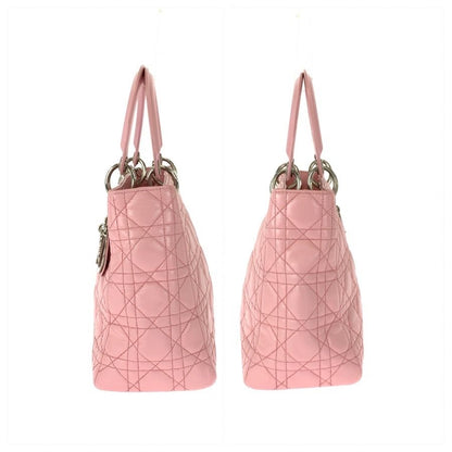Dior Cannage Lady Dior Pink Silver Lambskin Tote Bag — view 8