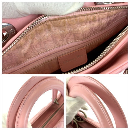 Dior Cannage Lady Dior Pink Silver Lambskin Tote Bag — view 6