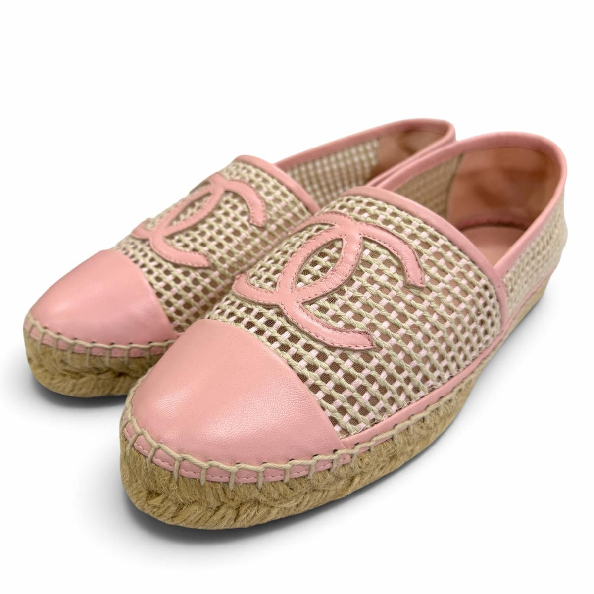 Chanel 21P Leather CC Logo Espadrilles Slip-on Pink