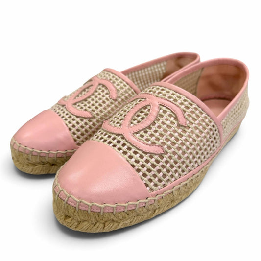 Chanel 21P Leather CC Logo Espadrilles Slip-on Pink