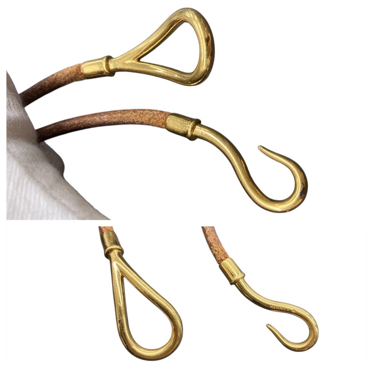Hermes Jumbo Brown Gold Leather Bracelet — view 5
