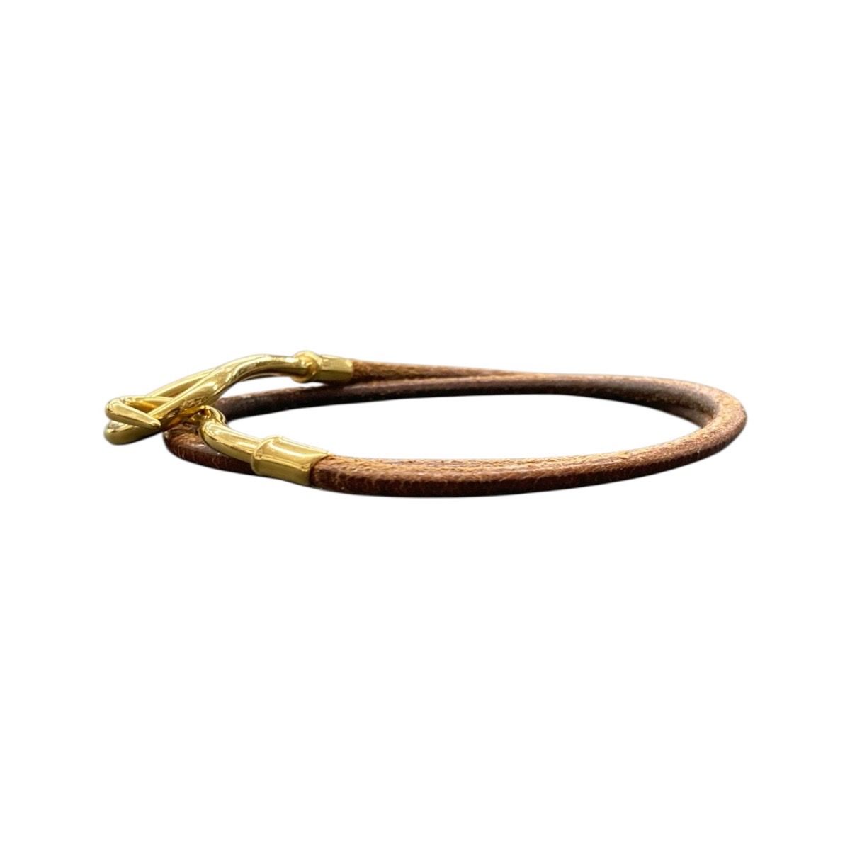 Hermes Jumbo Brown Gold Leather Bracelet — view 3