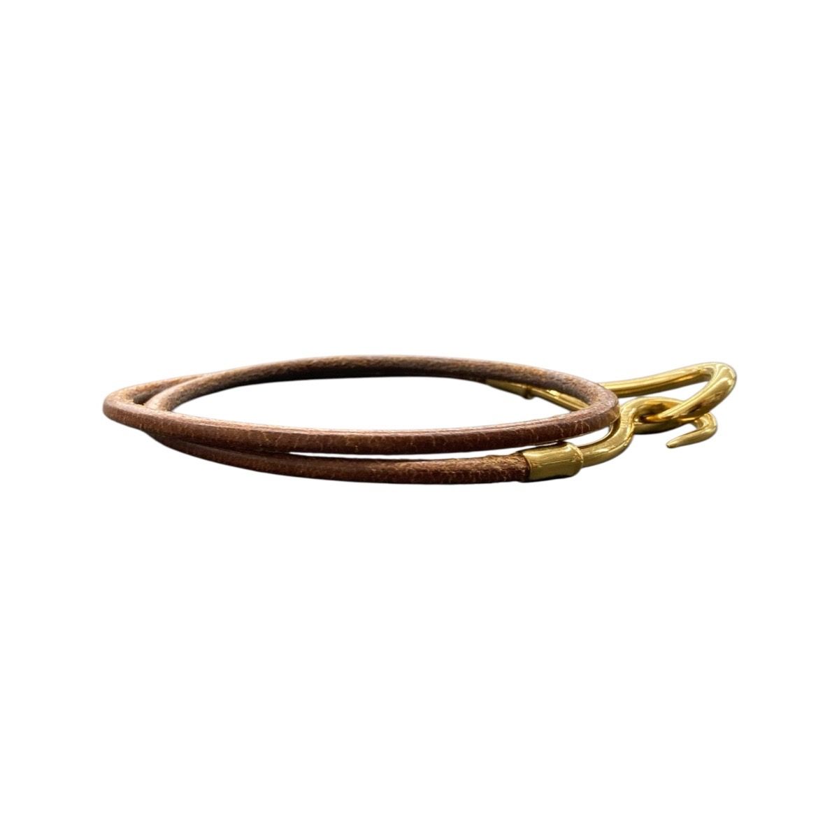 Hermes Jumbo Brown Gold Leather Bracelet — view 4