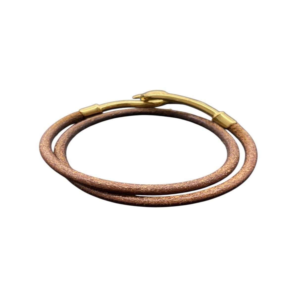 Hermes Jumbo Brown Gold Leather Bracelet — view 2