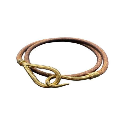 Hermes Jumbo Brown Gold Leather Bracelet