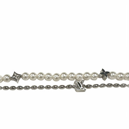 Louis Vuitton Necklace Pearl Fusion Monogram Flower LV Pendant Silver — view 3