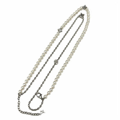 Louis Vuitton Necklace Pearl Fusion Monogram Flower LV Pendant Silver — view 2