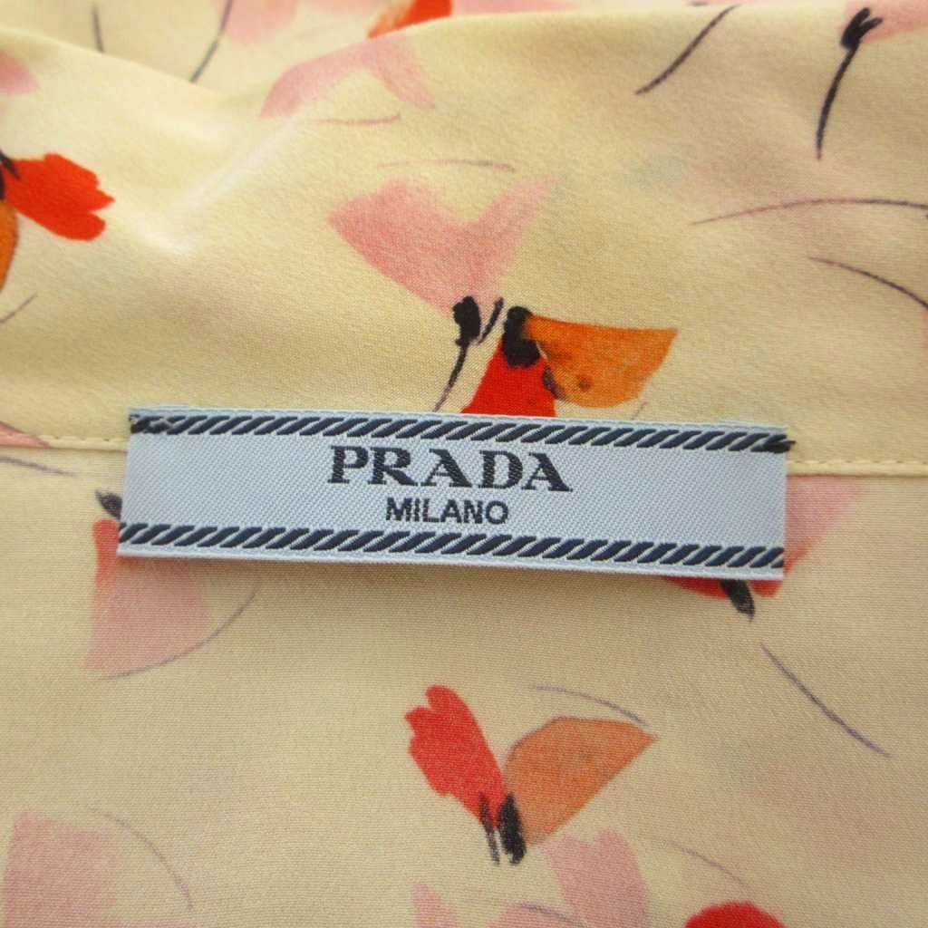 Prada Shirt Blouse Ivory Floral Pattern Round Color Long Sleeve 36 — view 6