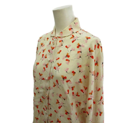 Prada Shirt Blouse Ivory Floral Pattern Round Color Long Sleeve 36 — view 2