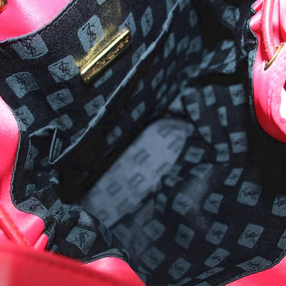 Saint Laurent Vintage Shoulder Bag Logo Nylon Drawstring Red — view 6