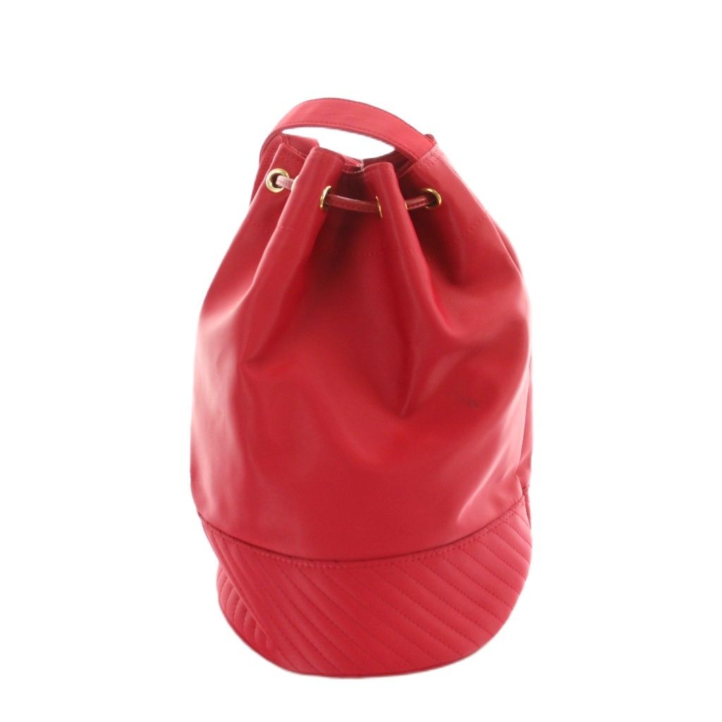 Saint Laurent Vintage Shoulder Bag Logo Nylon Drawstring Red — view 3