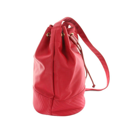 Saint Laurent Vintage Shoulder Bag Logo Nylon Drawstring Red — view 2