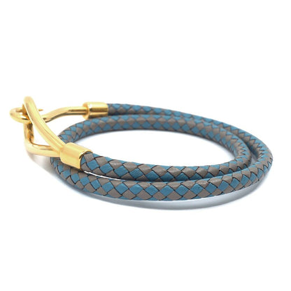 Hermes Choker Bracelet Blue Double Gray Gold — view 4