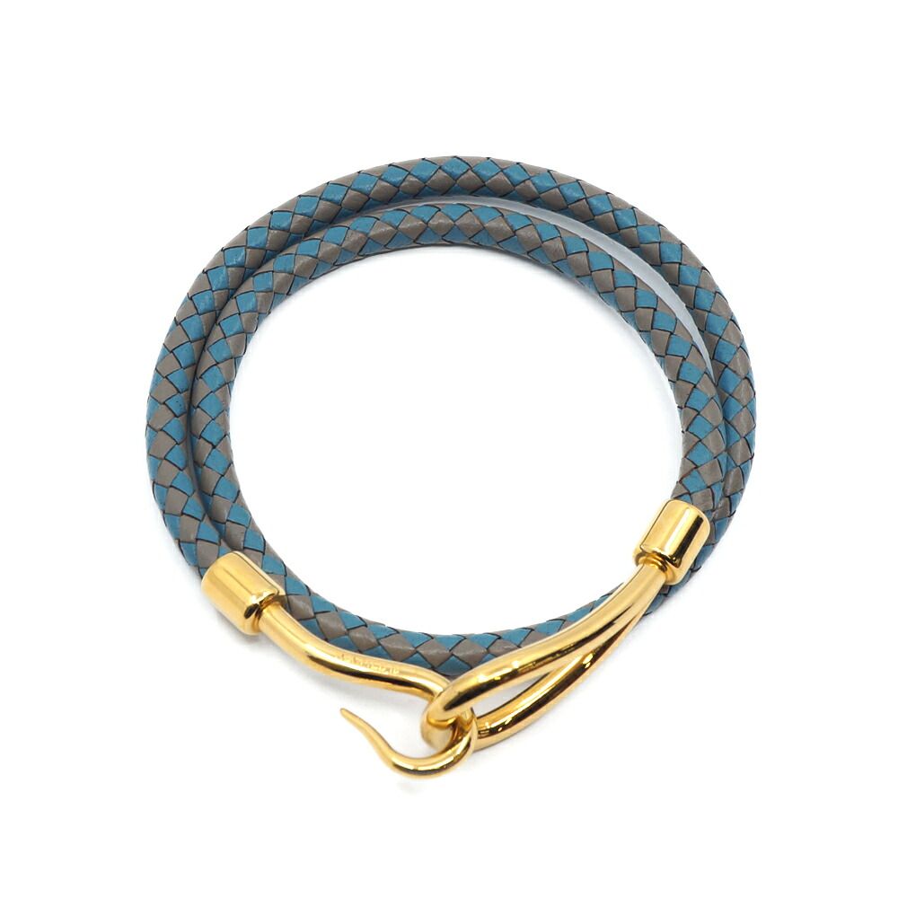 Hermes Choker Bracelet Blue Double Gray Gold — view 5