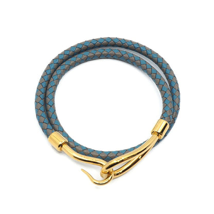 Hermes Choker Bracelet Blue Double Gray Gold — view 5