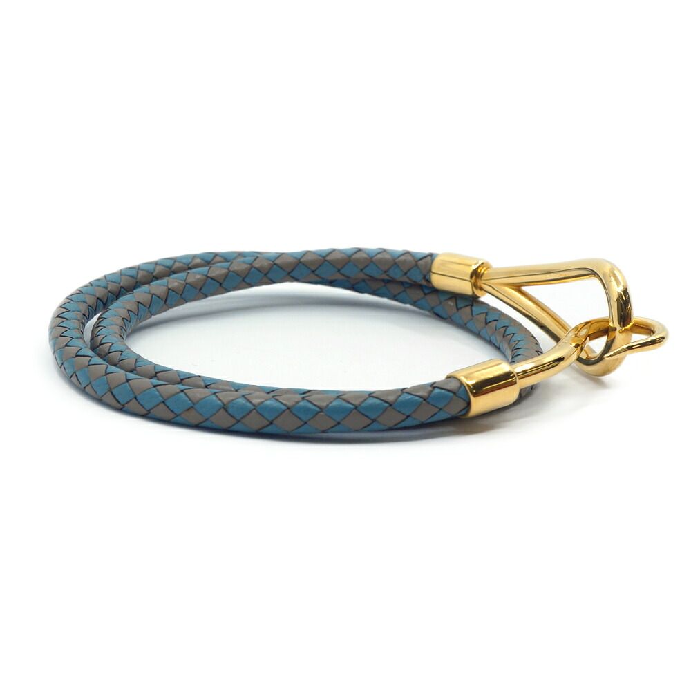 Hermes Choker Bracelet Blue Double Gray Gold — view 3