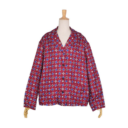 Louis Vuitton Shirt Blouse Long Sleeve Monogram Flower Top Silk Red 38 — view 3