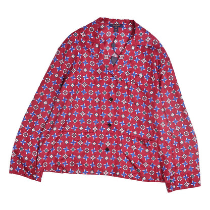 Louis Vuitton Shirt Blouse Long Sleeve Monogram Flower Top Silk Red 38
