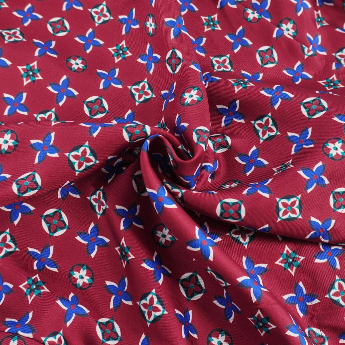 Louis Vuitton Shirt Blouse Long Sleeve Monogram Flower Top Silk Red 38 — view 6