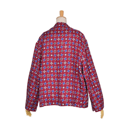 Louis Vuitton Shirt Blouse Long Sleeve Monogram Flower Top Silk Red 38 — view 5