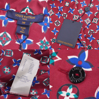 Louis Vuitton Shirt Blouse Long Sleeve Monogram Flower Top Silk Red 38 — view 7