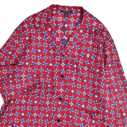 Louis Vuitton Shirt Blouse Long Sleeve Monogram Flower Top Silk Red 38 — view 2