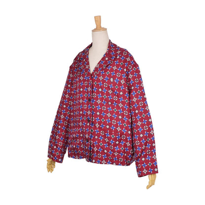 Louis Vuitton Shirt Blouse Long Sleeve Monogram Flower Top Silk Red 38 — view 4