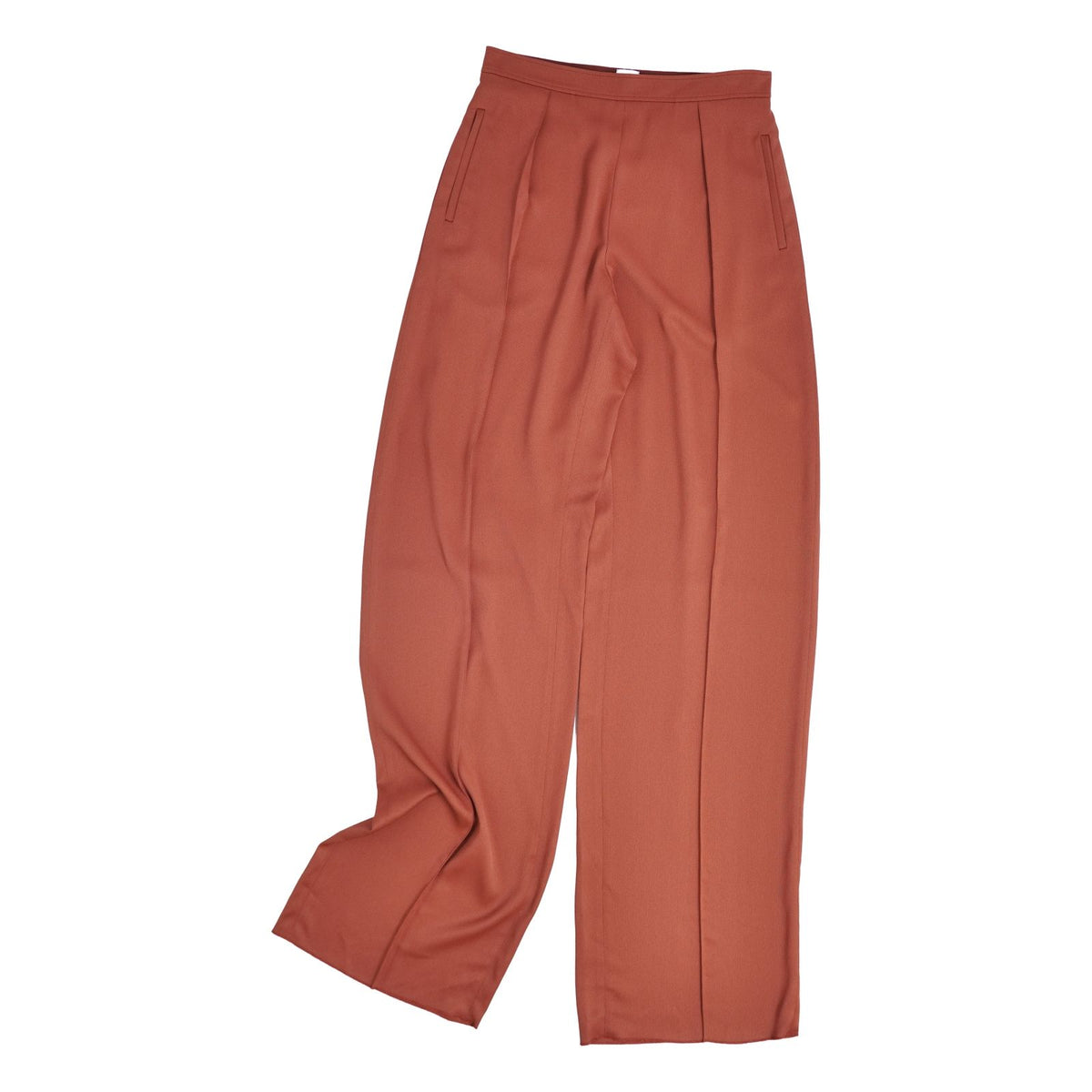 Hermes Pants Long Wide Rayon Silk Brown 38