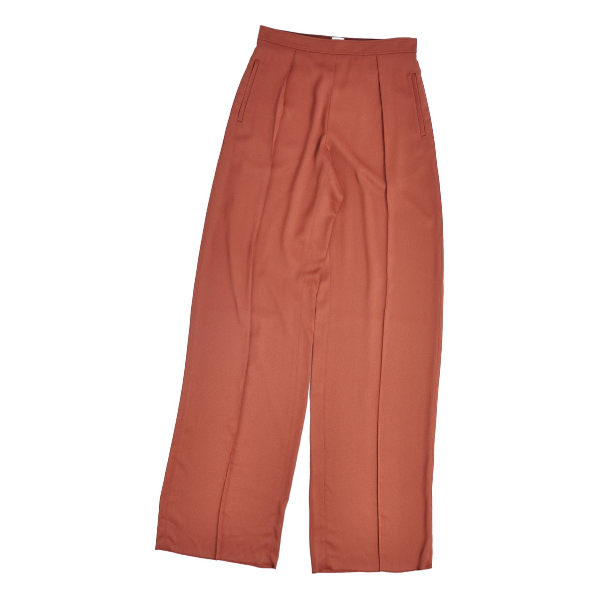 Hermes Pants Long Wide Rayon Silk Brown 38 — view 2