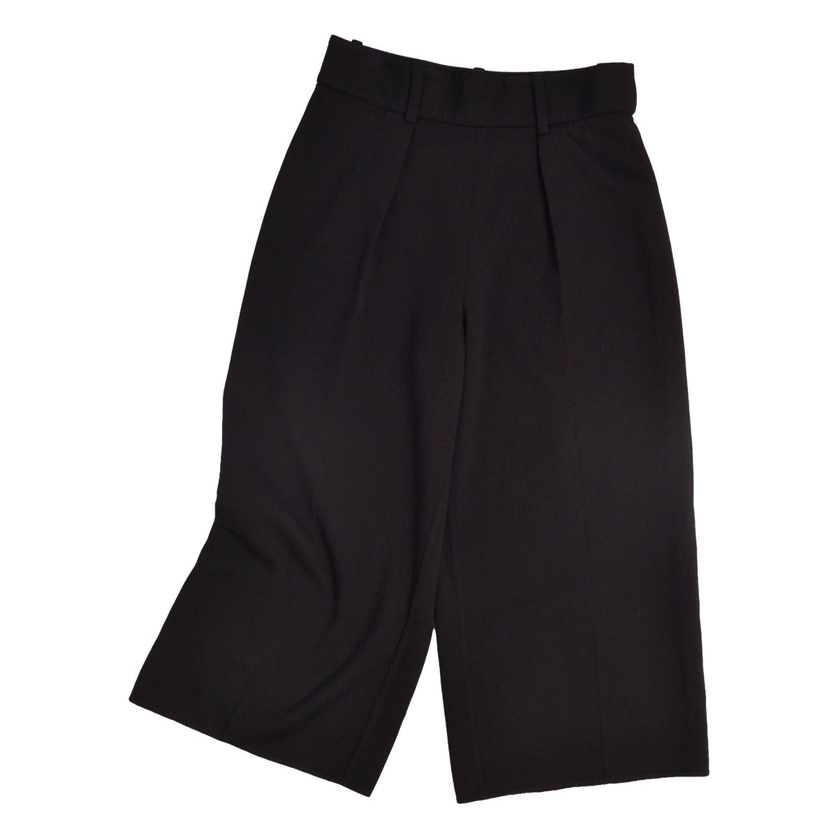 Hermes Pants Knit Wide Cropped Wool Black 40