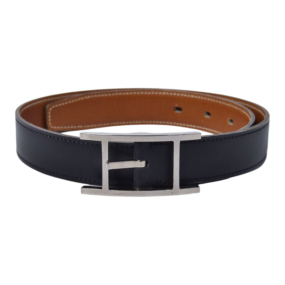 Hermes Vintage Belt Leather H Logo 65 Black