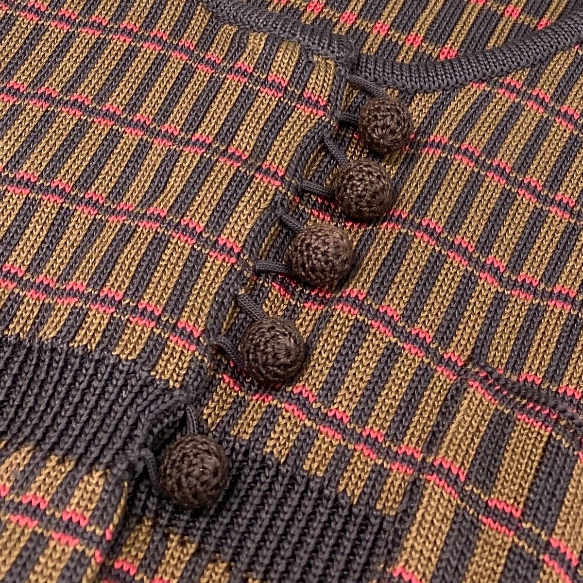 Prada Knit Dress Plaid Brown Multicolor Silk — view 6