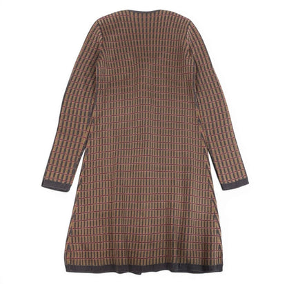 Prada Knit Dress Plaid Brown Multicolor Silk — view 3