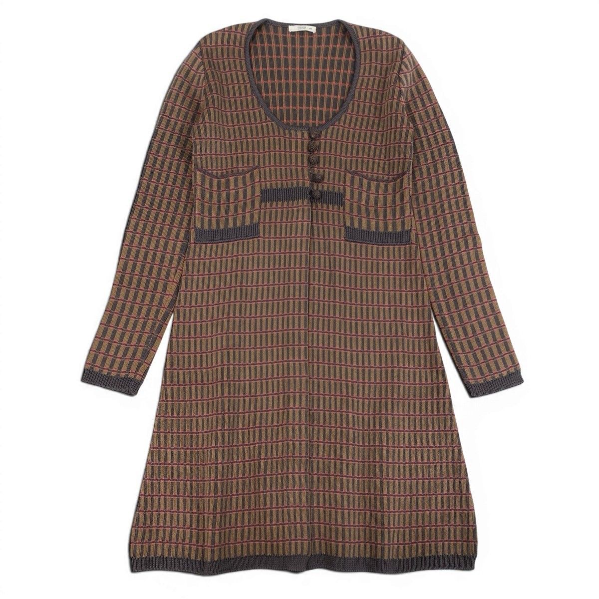 Prada Knit Dress Plaid Brown Multicolor Silk — view 2