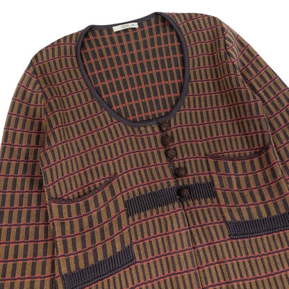 Prada Knit Dress Plaid Brown Multicolor Silk — view 4