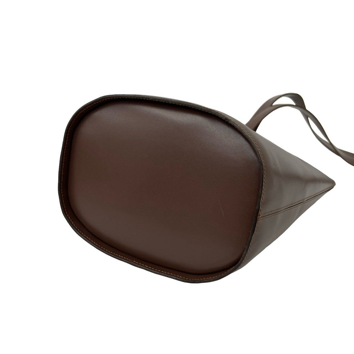 Celine Vintage Circle Logo Leather Shoulder Bag Tote Brown — view 8