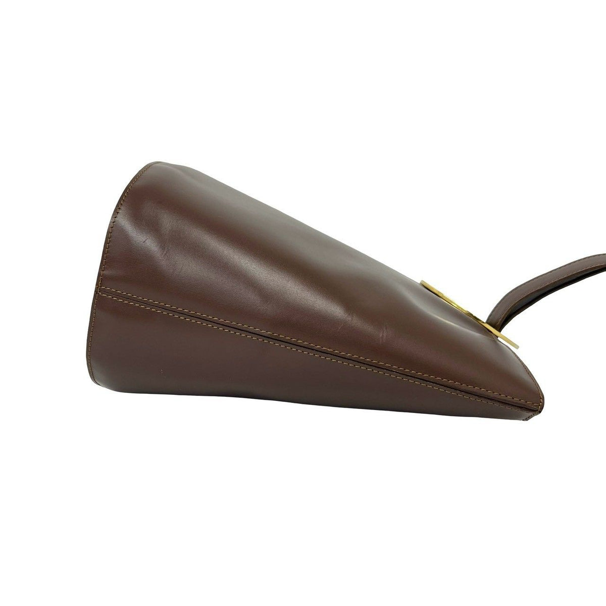Celine Vintage Circle Logo Leather Shoulder Bag Tote Brown — view 6
